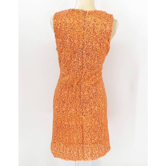 Stine Goya Womens Louiza Sequin Mini Dress Small Orange Drape Sleeveless NWOT - Picture 6 of 11